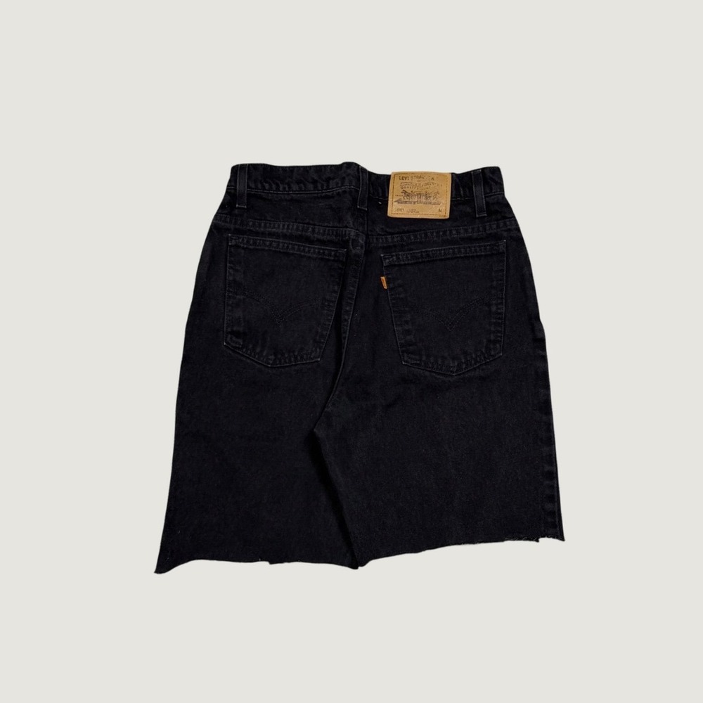 Vintage Levis 912 Orange Tab Black Denim Cut Off Shorts Mens 28 Made in USA